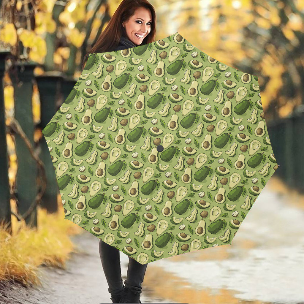 Cartoon Avocado Pattern Print Foldable Umbrella