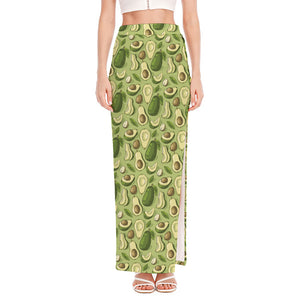 Cartoon Avocado Pattern Print High Slit Maxi Skirt