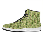 Cartoon Avocado Pattern Print High Top Leather Sneakers