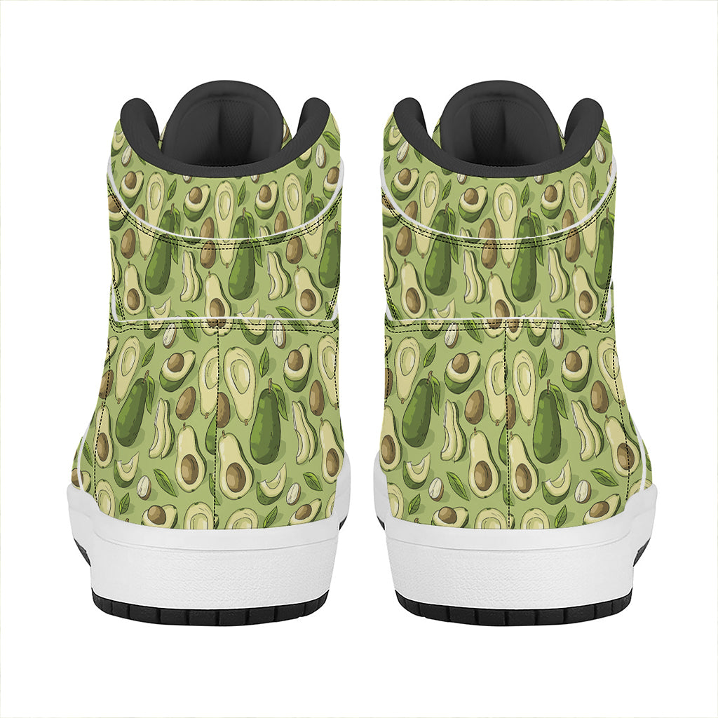 Cartoon Avocado Pattern Print High Top Leather Sneakers