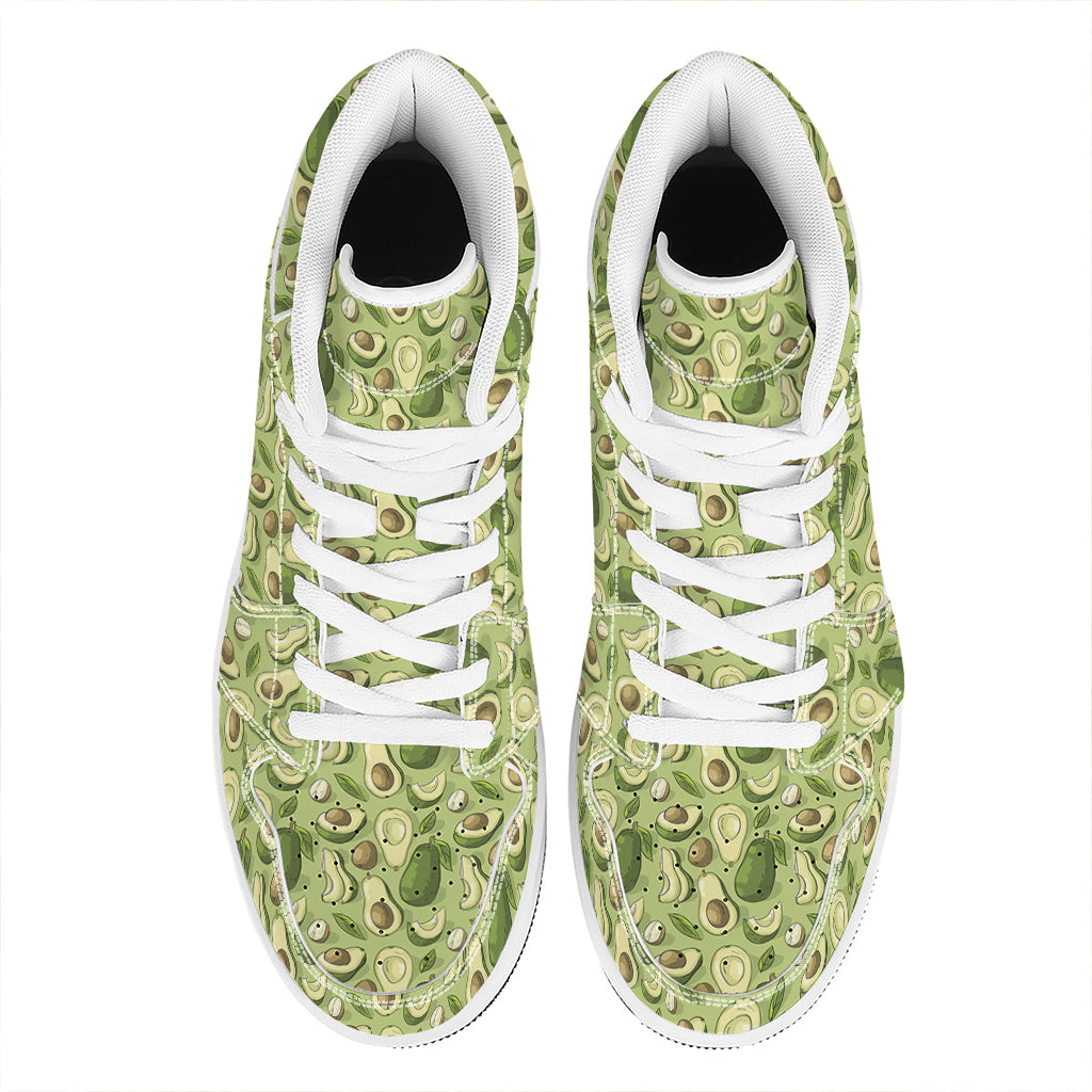 Cartoon Avocado Pattern Print High Top Leather Sneakers