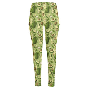 Cartoon Avocado Pattern Print High-Waisted Pocket Leggings