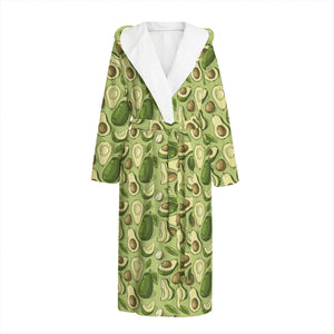 Cartoon Avocado Pattern Print Hooded Bathrobe