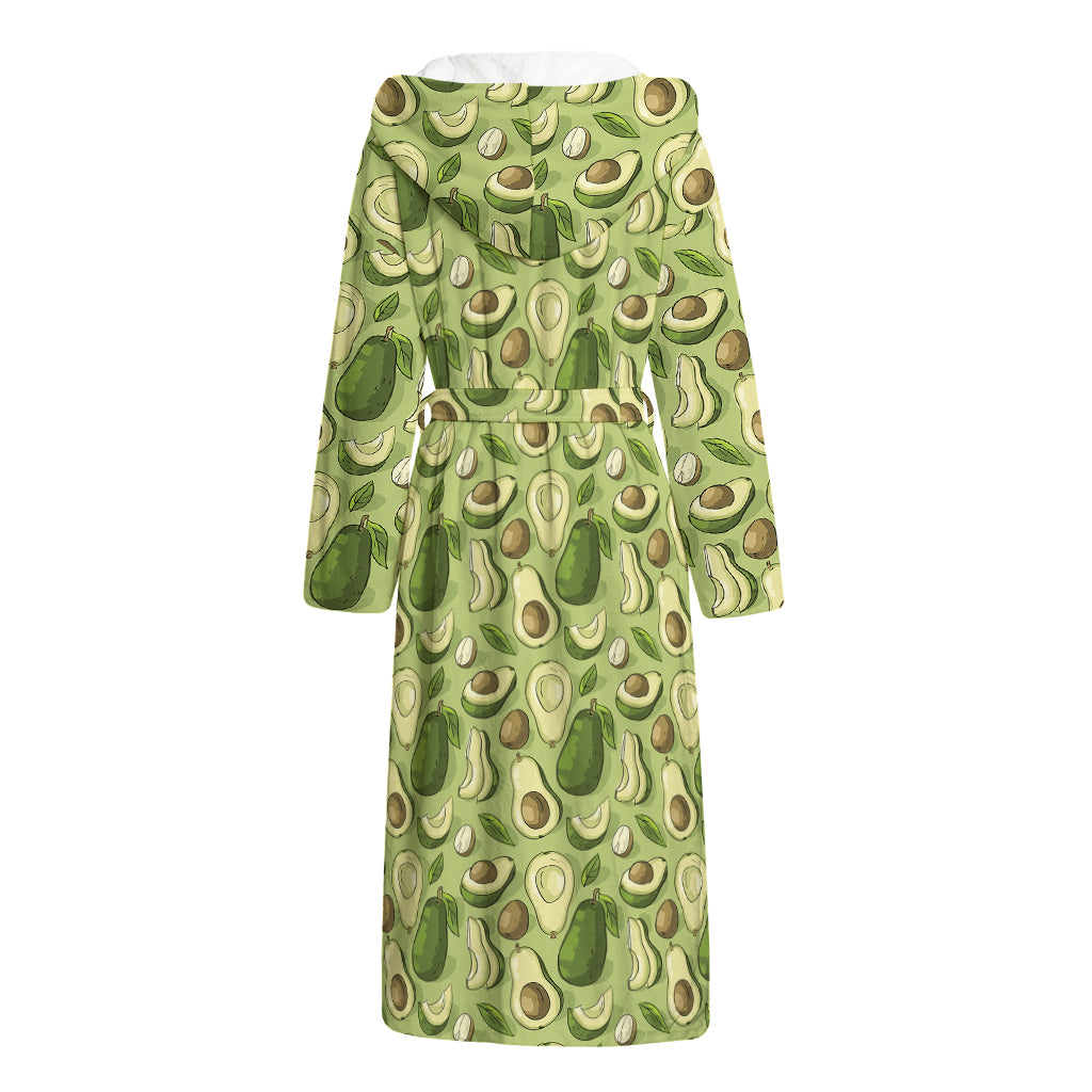 Cartoon Avocado Pattern Print Hooded Bathrobe