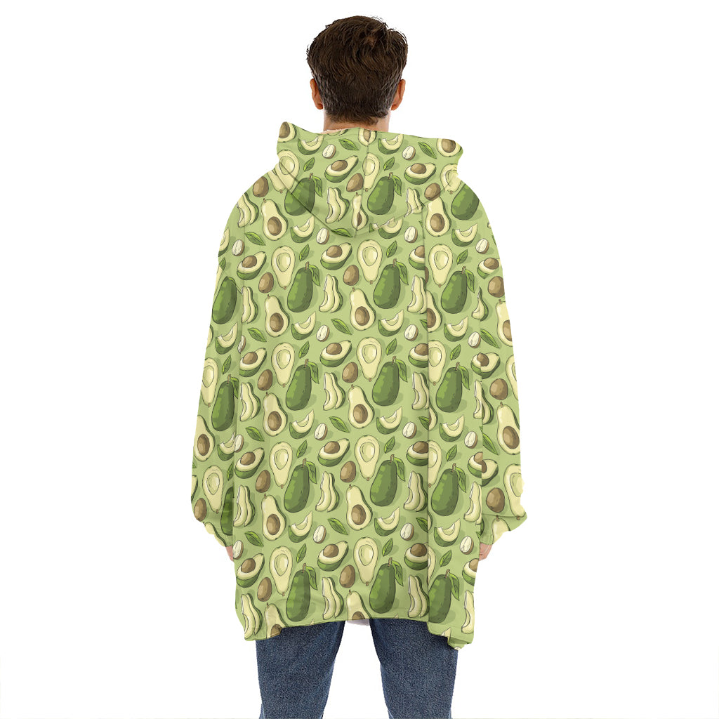 Cartoon Avocado Pattern Print Hoodie Blanket