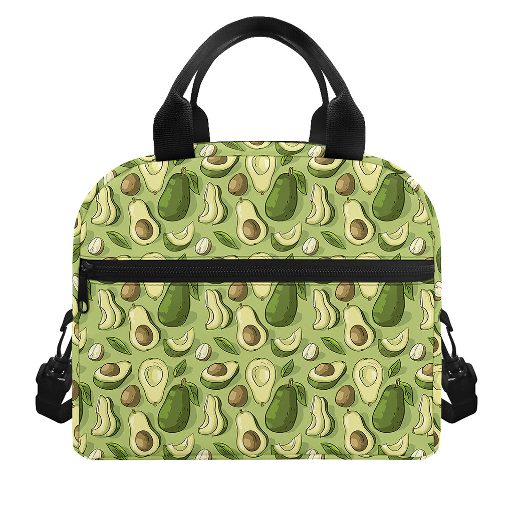 Cartoon Avocado Pattern Print Insulated Lunch Bag