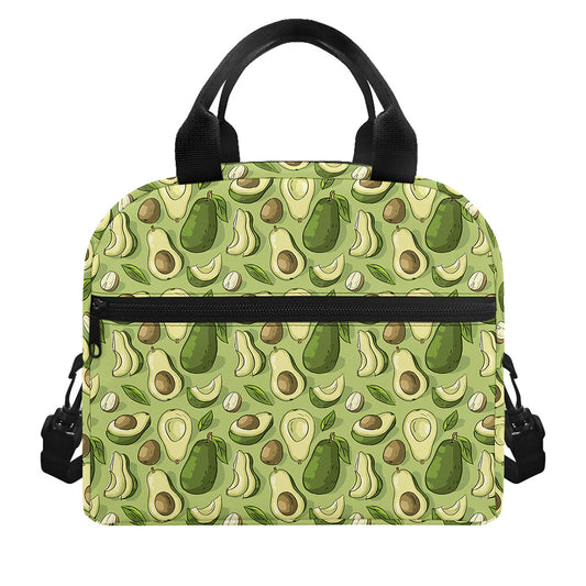 Cartoon Avocado Pattern Print Insulated Lunch Bag