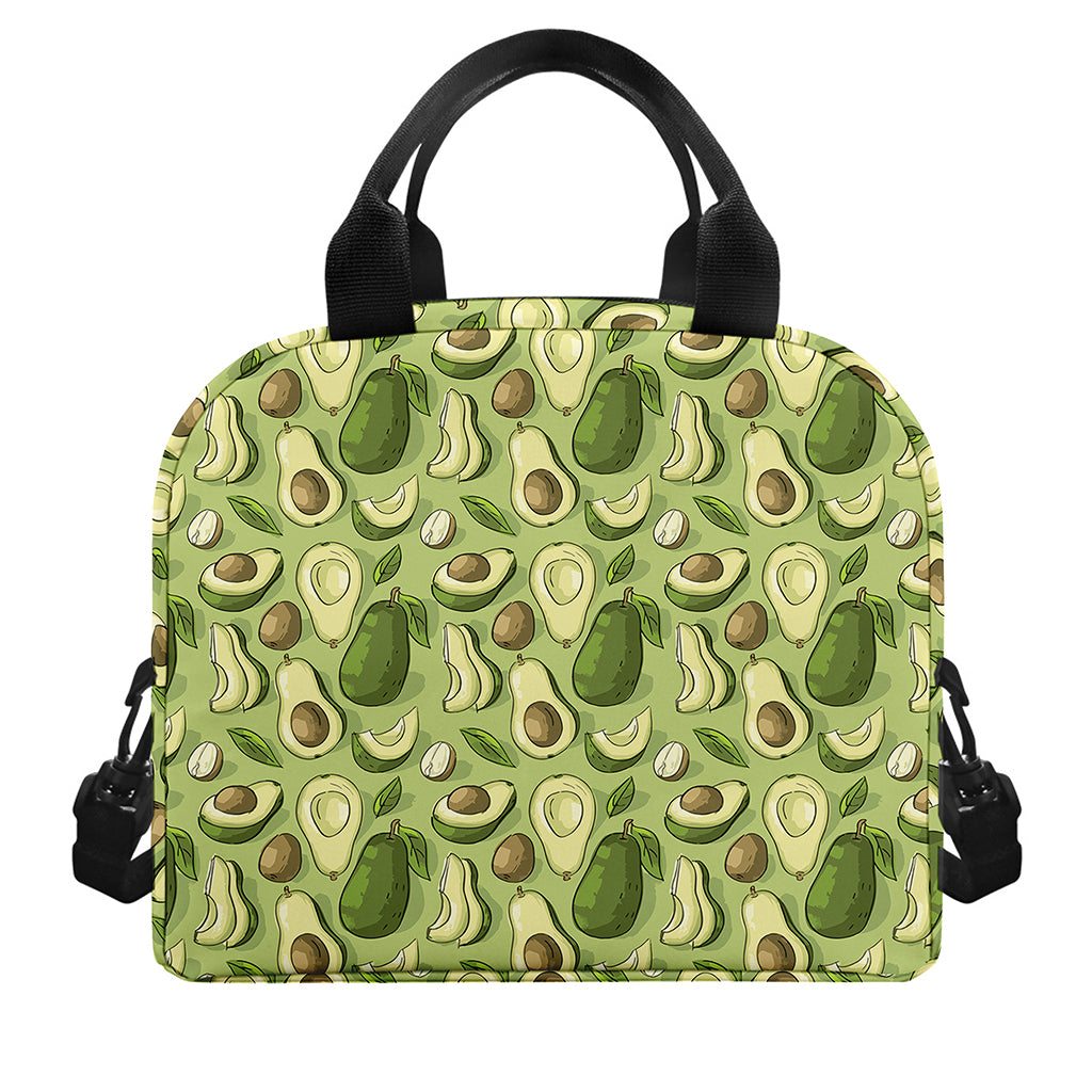 Cartoon Avocado Pattern Print Insulated Lunch Bag
