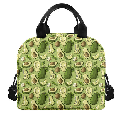 Cartoon Avocado Pattern Print Insulated Lunch Bag