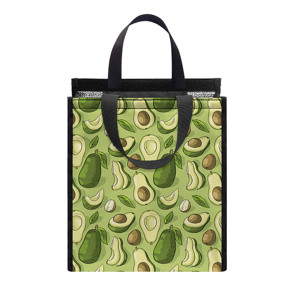 Cartoon Avocado Pattern Print Insulated Lunch Tote
