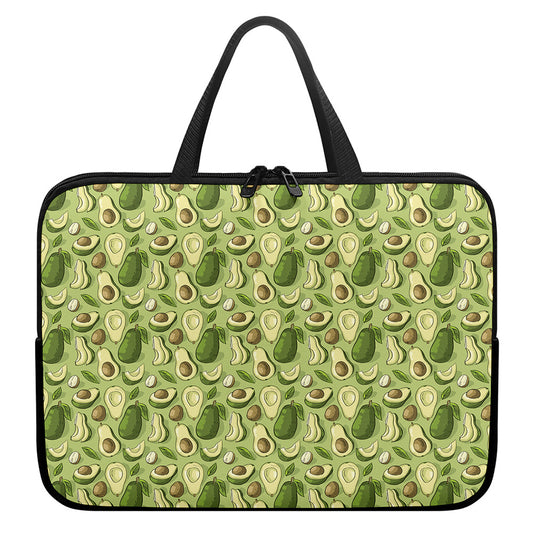 Cartoon Avocado Pattern Print Laptop Sleeve With Handle