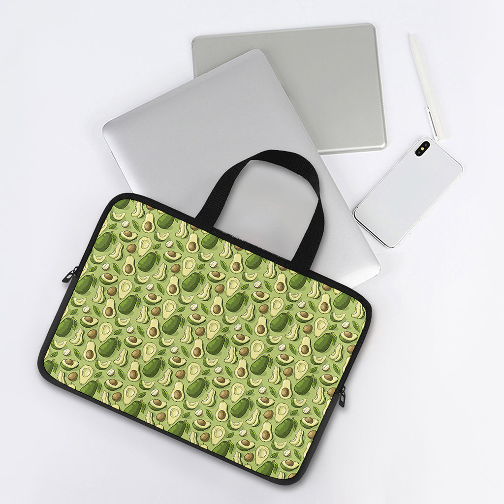 Cartoon Avocado Pattern Print Laptop Sleeve With Handle