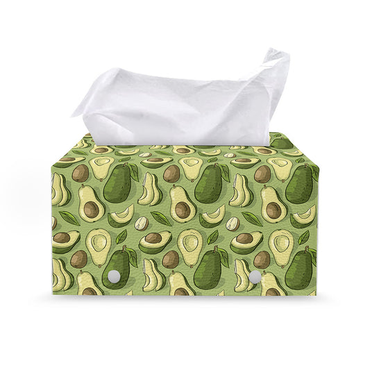 Cartoon Avocado Pattern Print Leather Tissue Box Cover