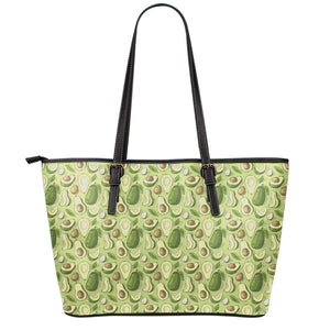 Cartoon Avocado Pattern Print Leather Tote Bag