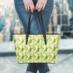 Cartoon Avocado Pattern Print Leather Tote Bag