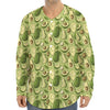 Cartoon Avocado Pattern Print Long Sleeve Baseball Jersey