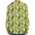 Cartoon Avocado Pattern Print Long Sleeve Baseball Jersey