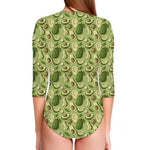 Cartoon Avocado Pattern Print Long Sleeve Swimsuit