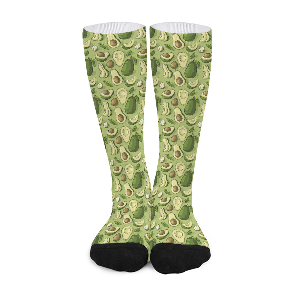 Cartoon Avocado Pattern Print Long Socks