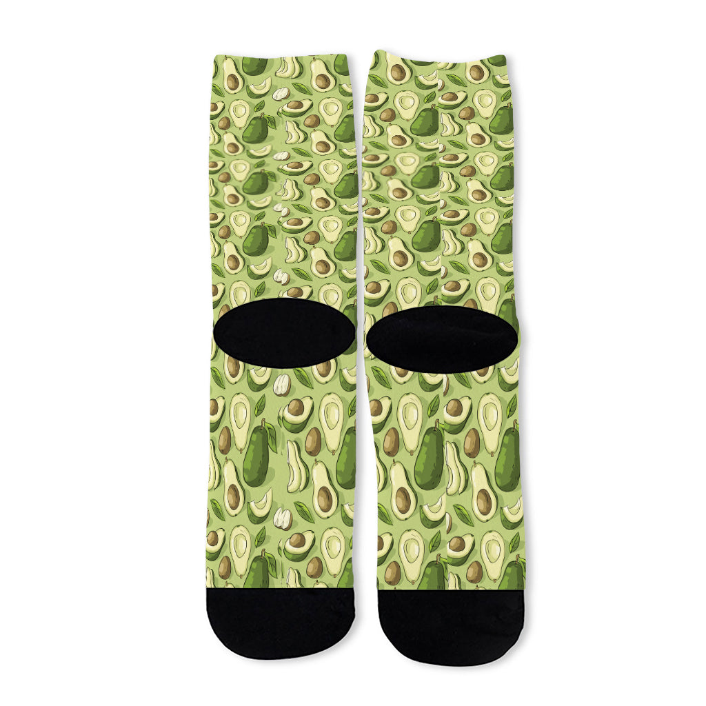 Cartoon Avocado Pattern Print Long Socks