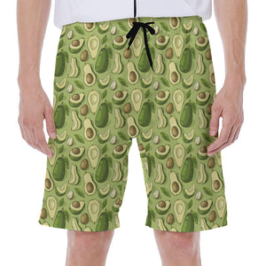 Cartoon Avocado Pattern Print Men's Beach Shorts