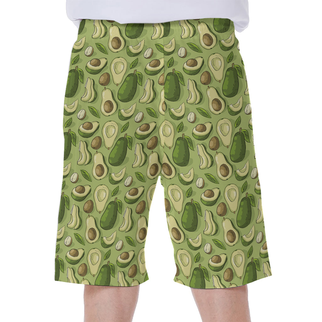 Cartoon Avocado Pattern Print Men's Beach Shorts