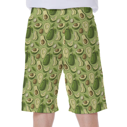 Cartoon Avocado Pattern Print Men's Beach Shorts
