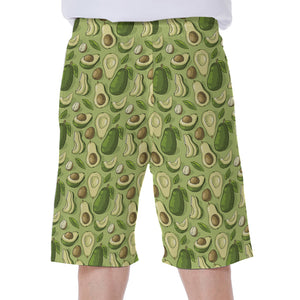 Cartoon Avocado Pattern Print Men's Beach Shorts