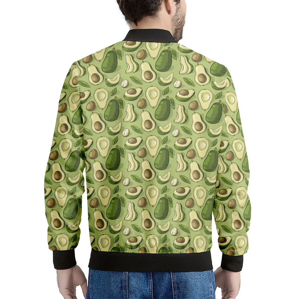 Cartoon Avocado Pattern Print Men's Bomber Jacket