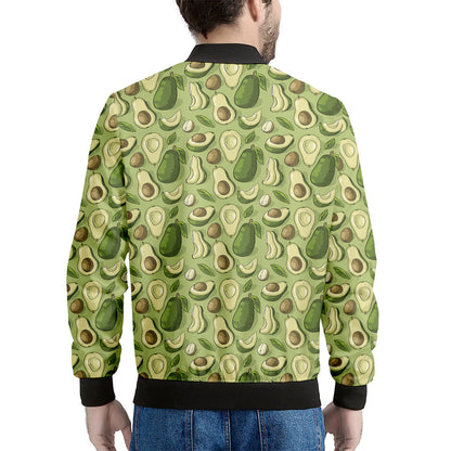 Cartoon Avocado Pattern Print Men's Bomber Jacket