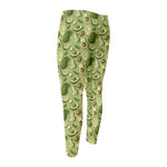 Cartoon Avocado Pattern Print Men's Compression Pants