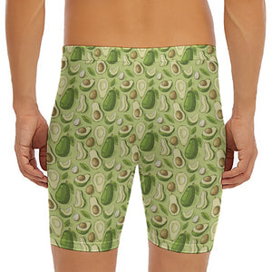 Cartoon Avocado Pattern Print Men's Long Boxer Briefs