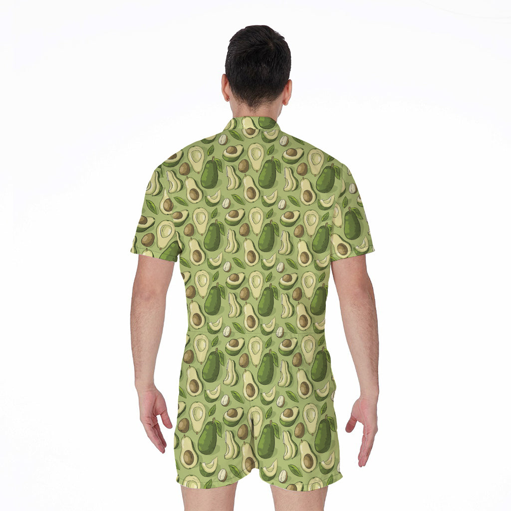 Cartoon Avocado Pattern Print Men's Rompers