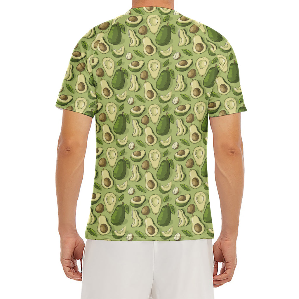 Cartoon Avocado Pattern Print Men's Short Sleeve Rash Guard