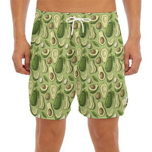 Cartoon Avocado Pattern Print Men's Split Running Shorts