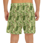 Cartoon Avocado Pattern Print Men's Split Running Shorts