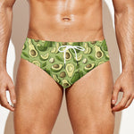 Cartoon Avocado Pattern Print Men's Swim Briefs
