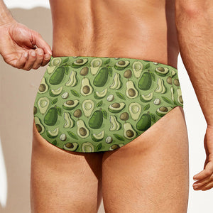 Cartoon Avocado Pattern Print Men's Swim Briefs