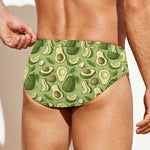 Cartoon Avocado Pattern Print Men's Swim Briefs