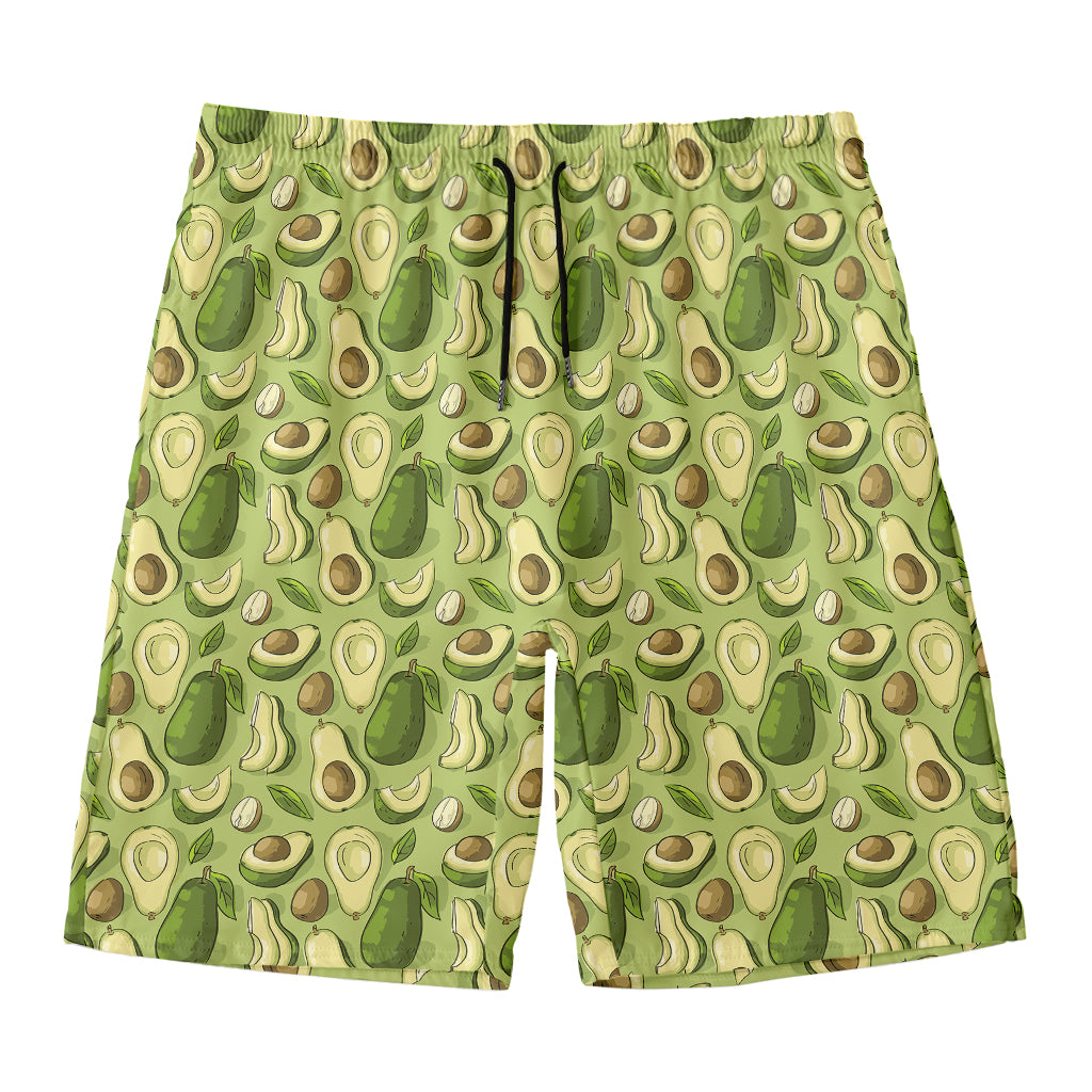 Cartoon Avocado Pattern Print Men's Swim Trunks