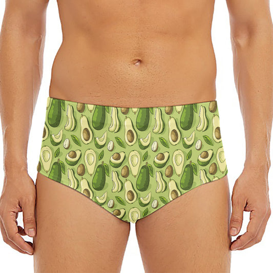 Cartoon Avocado Pattern Print Men's Triangle Swim Briefs