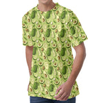 Cartoon Avocado Pattern Print Men's Velvet T-Shirt