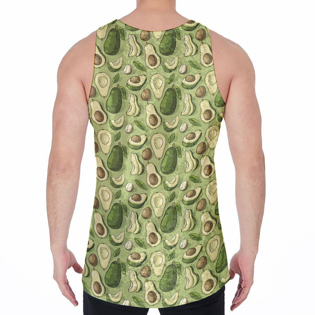 Cartoon Avocado Pattern Print Men's Velvet Tank Top