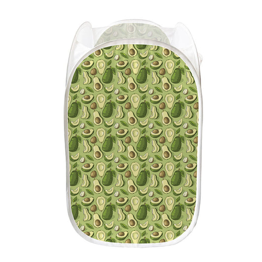 Cartoon Avocado Pattern Print Mesh Laundry Hamper