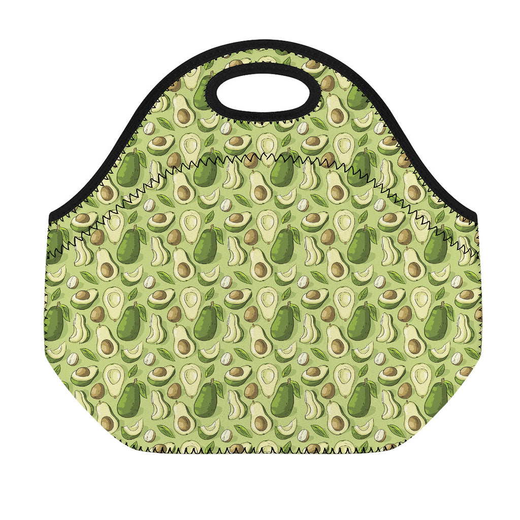 Cartoon Avocado Pattern Print Neoprene Lunch Bag