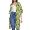 Cartoon Avocado Pattern Print Open Front Beach Cover Up