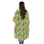 Cartoon Avocado Pattern Print Open Front Beach Cover Up