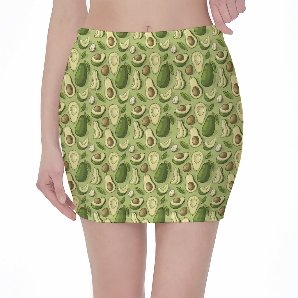 Cartoon Avocado Pattern Print Pencil Mini Skirt