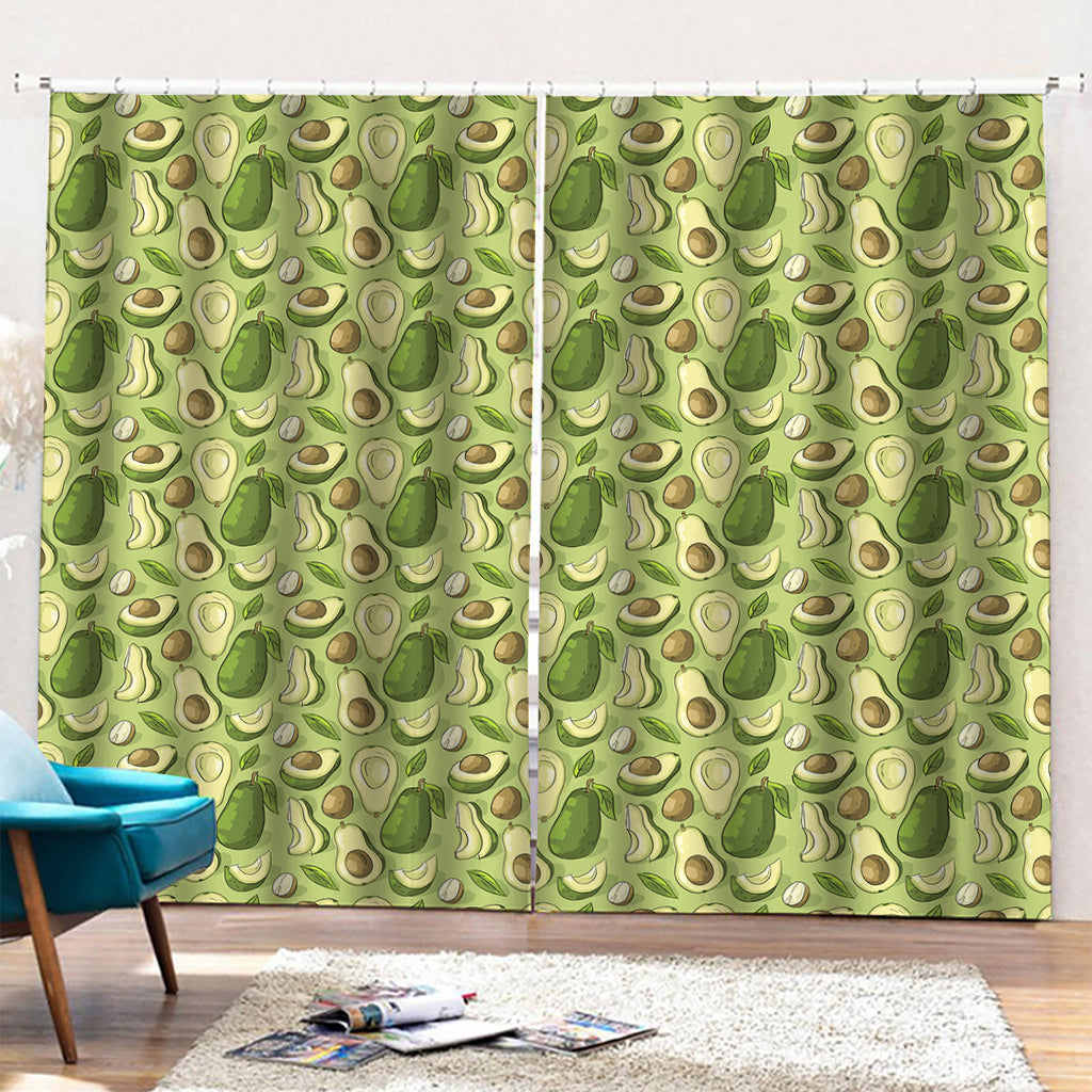 Cartoon Avocado Pattern Print Pencil Pleat Curtains