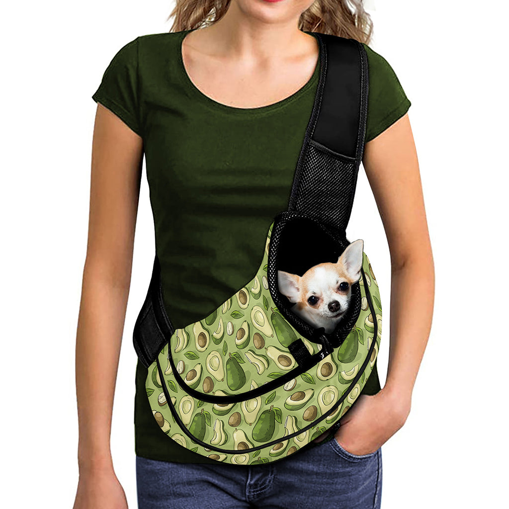 Cartoon Avocado Pattern Print Pet Sling Carrier